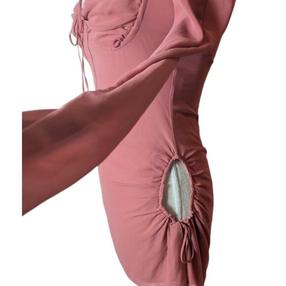 HOUSE OF CB Baby Pink Chiffon Halter Cutout Mini Dress - Picture 6 of 7